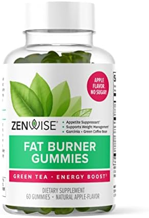 Zenwise Health Fat Burner Gummies - Appetite Suppressant for Weight Loss with Green Tea Extract and Garcinia Cambogia for Metabolism + Green Coffee Bean and Raspberry Ketone - 60 Count Apple Gummies Zenwise Health