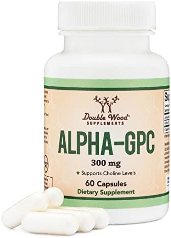 Alpha GPC Choline Capsules (Капсулы) - 60 Count, 600mg Servings (Порции) – Brain Support Aid that Supports Focus, Memory, Motivation, and Energy - (Made in the USA) Brain Support Supplement by Double Wood Supplements Double Wood Supplements