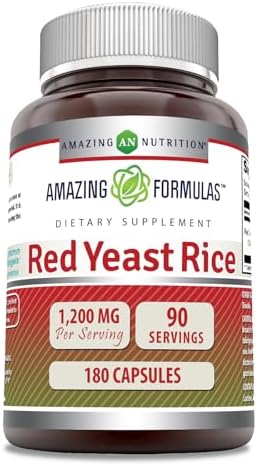 Amazing Formulas Red Yeast Rice 1200mg Per Serving (Порция) Capsules (Капсулы) Supplement | Non-GMO | Gluten Free | Made in USA (180 Count) Amazing Nutrition