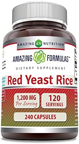 Amazing Formulas Red Yeast Rice 1200mg Per Serving (Порция) Capsules (Капсулы) Supplement | Non-GMO | Gluten Free | Made in USA (180 Count) Amazing Nutrition