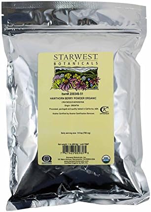 STARWEST BOTANICALS Organic Hawthorn Berry Powder (Порошок), 16 oz (Унции), 1 lb (Фунты) Starwest Botanicals