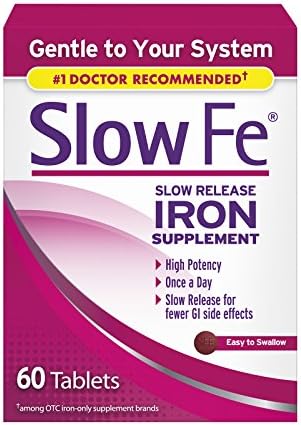 Slow Fe Slow Release Iron Supplement - 30 Tablets (Таблетки), Pack of 4 Slow Fe