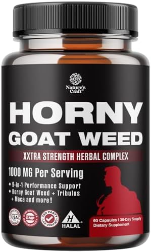 Horny Goat Weed for Male Enhancement - Extra Strength Horny Goat Weed for Men 1590mg per serving Complex with Tongkat Ali Saw Palmetto Extract Panax Ginseng and Black Maca Root for Stamina & Energy Natures Craft