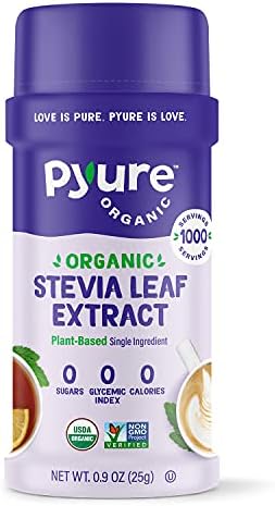 Pyure Organic Stevia Powder Extract | 100% Stevia No Fillers, Stevia Concentrate 300x Sweeter than Sugar | No Additives, Pure Stevia Extract Sugar Substitute, Micro-Spoon Included | 1,000 Servings Pyure