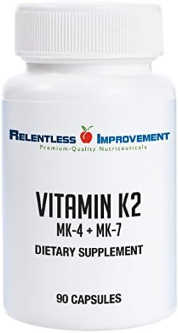 Vitamin K2 MK4 Plus MK7 Vegan Naturally-Derived Vege-Caps 90 Count Relentless Improvement