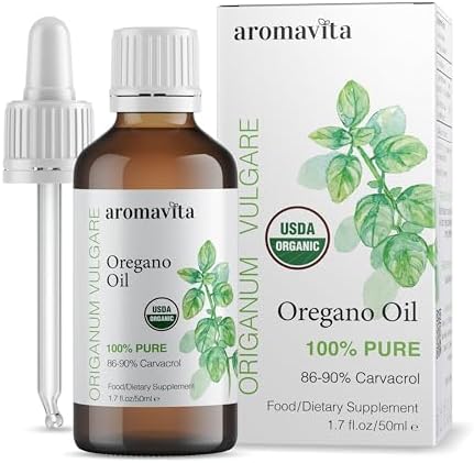 Essential Oil of Oregano-100% Pure Undiluted Non GMO Extra Strength Greek Oregano Oil-Over 86% Carvacrol Greek Oregano Extract Liquid (Жидкость) Nutritional Dietary Supplement,1 FL.OZ/30ML AROMAVITA