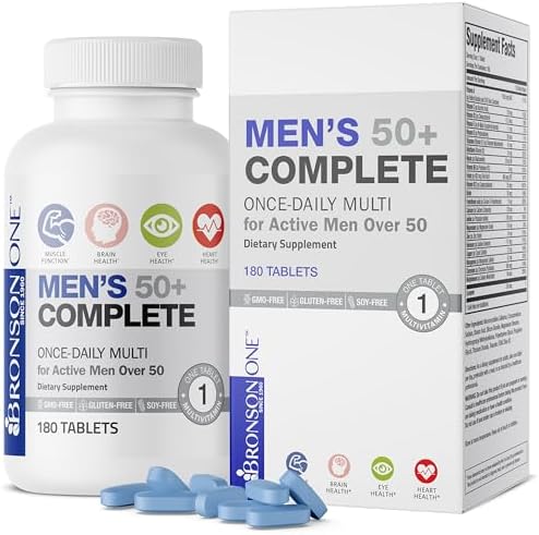 Bronson ONE Daily Mens 50+ Complete Multivitamin Multimineral, 180 Tablets Bronson