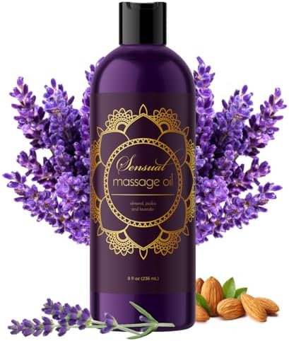 Aromatherapy Sensual Massage Oil for Couples - Relaxing Full Body Massage Oil for Date Night with Sweet Almond Oil - Vegan Lavender Massage Oil for Massage Therapy Smooth Gliding Formula 8 Fl Oz Maple Holistics