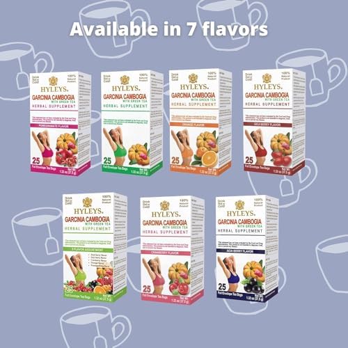 HYLEYS Tea Garcinia Cambogia Green Tea 5 Flavors Assortment - 25 Tea Bags (Чайные пакетики) (12 Pack - 300 Tea Bags Total) HYLEYS