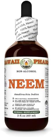 Neem Alcohol-Free Liquid Extract, Organic Neem (Azadirachta Indica) Dried Leaf Glycerite Natural Herbal Supplement, Hawaii Pharm, USA 2 fl.oz Hawaii Pharm