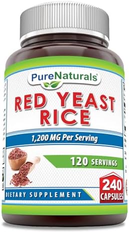 Pure Naturals Red Yeast Rice 1200 Mg per Serving (Порция), 240 Capsules (Капсулы) Supplement | Non-GMO | Gluten Free | Made in USA Pure Naturals