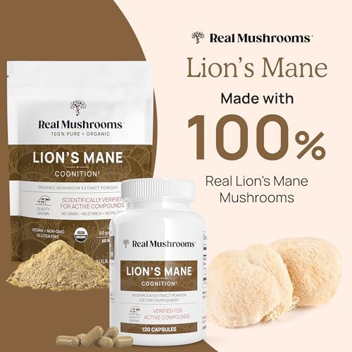 Lions Mane Mushroom Cognition Capsules (Капсулы) (120 Capsules) Lions Mane Mushroom Powder (Порошок) Extract Capsules | Brain Supplement, Brain Vitamins, Focus Supplement Real Mushrooms