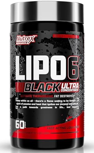 Nutrex Research Lipo-6 Black Ultra Concentrate | Thermogenic Energizing Fat Burner Supplement, Increase Weight Loss, Energy & Intense Focus |Capsule, 60Count Nutrex Research