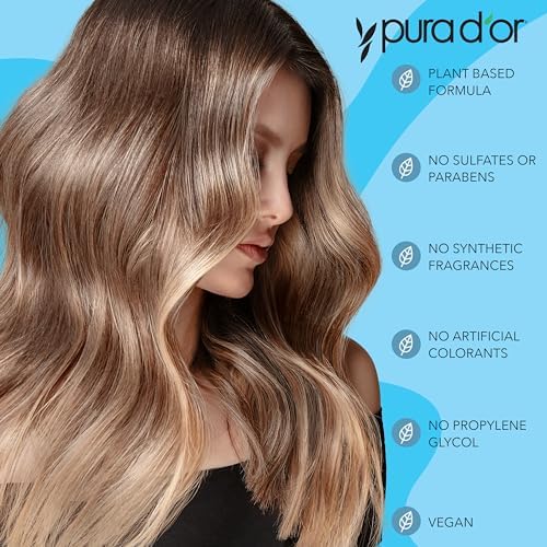 PURA D'OR 16 Oz Hair Thinning Therapy Biotin Shampoo LAVENDER VANILLA Scent - CLINICALLY TESTED Proven Results, Herbal DHT Blocker Hair Thickening Products For Women & Men, Color Safe Routine Shampoo Pura D'Or