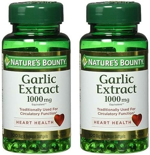 Nature's Bounty Garlic Extract 1000 mg Softgels (Мягкие капсулы) for Cardiovascular Support,100 ea (Pack of 2) Nature's Bounty