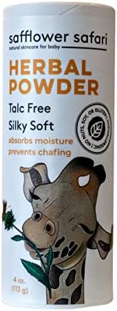 Herbal Baby Powder - All-Natural,Talc-Free Organic Arrowroot, Hypoallergenic, Vegan Made in USA by Safflower Safari Safflower Safari