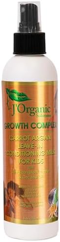 J'Organic Solutions Kids Carrot & Argan Leave-In Detangler with Jamaican Black Castor & Coconut Oils, detangler for curly hair, Revitalize & Sustain Healthy Hair J'Organic Solutions