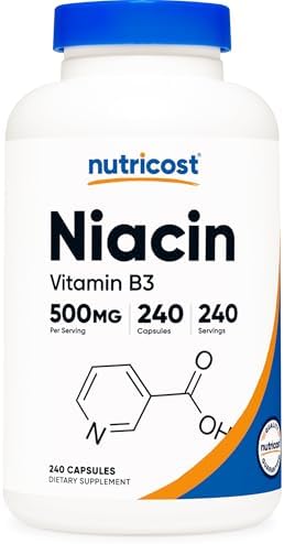 Nutricost Niacin (Vitamin B3) 500mg, 240 Capsules (Капсулы) - with Flushing, Non-GMO, Gluten Free Nutricost