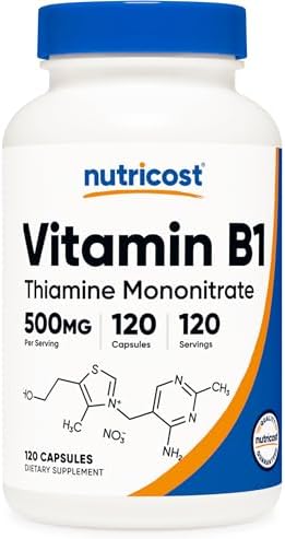 Nutricost Vitamin B1 (Thiamin) 500mg, 120 Capsules (Капсулы) (2 Bottles) Nutricost