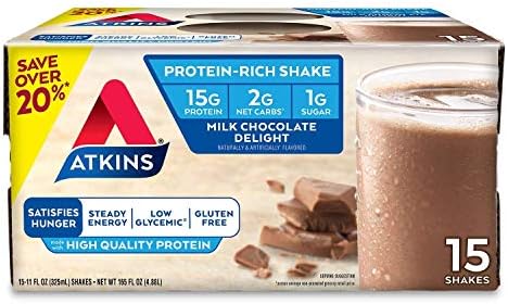 Atkins Milk Chocolate Ready to Drink Shake (15 Pack, 11 Fluid Ounce) Atkins