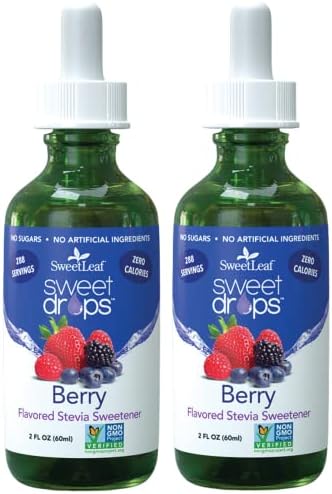 SweetLeaf Stevia Sweet Drops Berry - Liquid Stevia Drops Sweetener, Zero Calorie, Non-GMO Flavored Stevia Liquid Sugar Substitute for Sugar-Free Sodas, Mixed Drinks, Iced Tea, 2 Fl Oz (Pack of 2) SweetLeaf