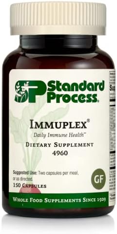 Standard Process Immuplex - Daily Immune Support Supplement with Folate, Iron, Vitamin C & Vitamin A - Mineral Supplement with Antioxidant Ingredients - 90 Capsules Standard Process Inc.