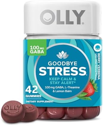 OLLY Goodbye Stress Gummy, GABA, L-Theanine, Lemon Balm, Stress Relief Supplement, Berry - 42 Count OLLY