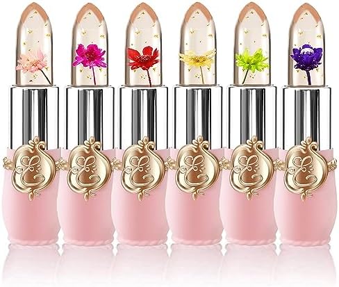 6 Pcs/Set Flower Jelly Lipstick Set Temperature Change Moisturizer Long Lasting Nutritious Balm Magic Color Change Lip Gloss BestLand