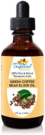 Green Coffee Bean Elixir Oil, 4 oz (Унции) - 100% Pure Unrefined Coffee Massage Oil, Ideal for Hair and Skin Tropical Holistic