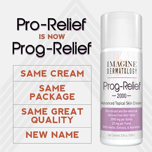 Bio-Identical Progesterone 2000mg, Micronized USP from Wild Yam Prog-Relief Cream (Крем), 100 Pump Applications, Paraben-Free, Soy Free, Female Mid-Life Solution, TSA Compliant Size, USA Made Imagine Dermatology