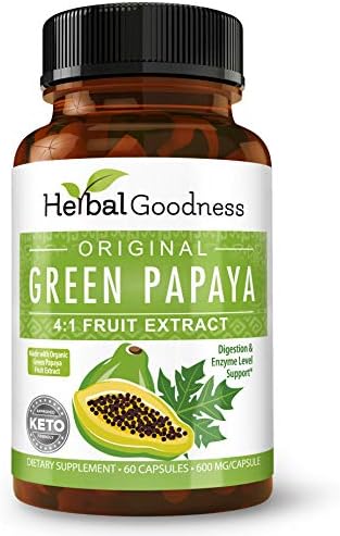 Green Papaya Leaf Extract Capsules (Капсулы) 60 Capsules - Papaya Enzymes for Digestion - Digestive Enzymes with Probiotics and Prebiotics, Body Immune Vitamins and Antioxidants - Made in The USA Herbal Papaya