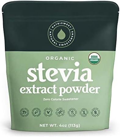 NatriSweet Stevia Powder, 4 oz, Pure Stevia Sweetener with No Additives, No Fillers, Zero Carbs, Zero Calorie, Organic Stevia Powder For Sugar Substitute, 300 Times Sweeter Than Sugar, 800+ Servings NatriSweet