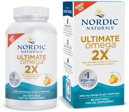 Ультра Омега 2X 2150 мг Омега-3 с лимонным вкусом - 60 мягких капсул с EPA и DHA Nordic Naturals