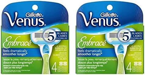 Gillette Venus Embrace Womens Razor Blade Refills, 2Pack (4 Count) Gillette