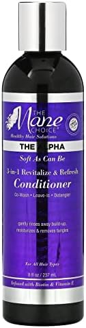 The Mane Choice - Soft As Can Be Revitalize & Refresh 3-in-1 Co-Wash, Leave In, Detangler (8 ounces / 230 Milliliters) - Multi-Action Hair Treatment Conditioner for Curly, Wavy, and Kinky Hair The Mane Choice