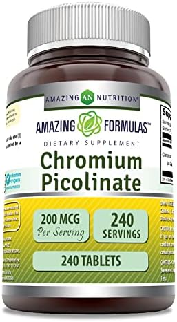 Amazing Formulas Chromium Picolinate Supplement | 200 Mcg Per Serving | Tablets | Non-GMO | Gluten Free | Made in USA (120 Count) Amazing Nutrition