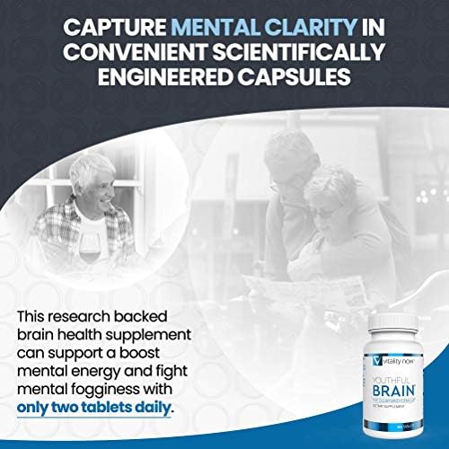 Youthful Brain | Memory & Brain Health Support Supplement - Brain Booster Clarity with Bacopa Monnieri, Ginkgo Biloba, B12 - Easy to Swallow Tablets (Таблетки) - 30-Day Supply (60 Count) Vitality Now