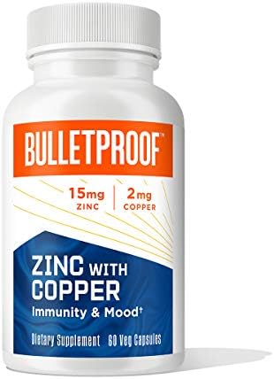 Bulletproof Zinc with Copper Capsules (Капсулы), 60 Count, Minerals and Antioxidant Supplement for Immunity and Mood BulletProof