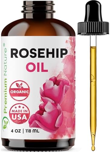 Premium Nature Rosehip Oil For Face Oil for Women, Rosehip Seed Oil Pure Cold Pressed Unrefined Oil For Hair and Nails Skin Care Moisturizer, Rose Hips Face Oils and Serums 4oz Premium Nature