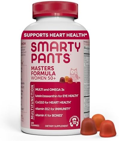 SmartyPants Gummy Multivitamin for Women 50 and Over: Omega 3 Fish Oil (EPA/DHA), Methylfolate, CoQ10, Vitamin D3, C, Vitamin B12, B6, Vitamin A, K & Zinc, Gluten Free, 120 Count (30 Day Supply) SmartyPants