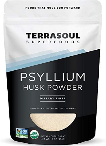 Terrasoul Superfoods Organic Psyllium Husk Powder (Порошок), 1 Lb - Superfine Texture | High Purity | Keto Baking Terrasoul Superfoods