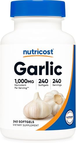 Nutricost Garlic 1000mg, 240 Softgels (Мягкие капсулы) - Premium Gluten Free Garlic Supplement Nutricost