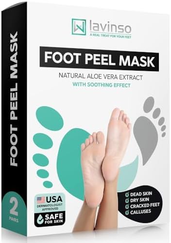 Lavinso Foot Peel Mask for Dry Cracked Feet – 2 Pack Dead Skin Remover and Callus - Exfoliating Peeling Soft Baby Feet, Original Scent LV LAVINSO