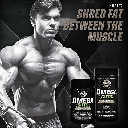 PMD Sports Omega Cuts Elite Fat Loss-Muscle Defining Formula - Omega Fatty Acids, MCT's and CLA for Muscle Definition and Maintenance - Keto Friendly for Women and Men - Stimulant Free (90 Softgels (Мягкие капсулы)) PMD