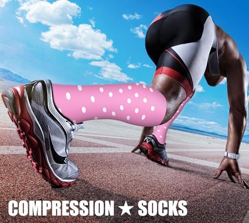  Носки CHARMKING Compression Socks для Циркуляции (4 Пары) 15-20 mmHg - Лучшая Поддержка для Атлетического Бега и Велосипедного Спорта (L/XL, Многоцветные 12) CHARMKING