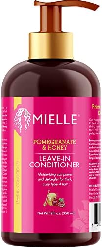 Mielle Organics Pomegranate & Honey Leave-In Conditioner, Moisturizing Curl Primer and Detangler, Repair Damage and Prevent Frizz, Treatment For Thick Curly Hair Type 4 Hair, 12-Fluid Ounces Mielle Organics