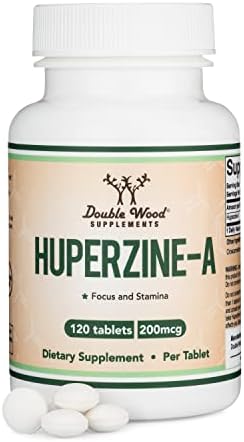 Huperzine A 200mcg (Third Party Tested) Non-GMO, Gluten Free, 120 Tablets (Таблетки), Brain Supplement to Promote Acetylcholine (Acetylcholinesterase Inhibitor) - Supports Memory and Focus by Double Wood Double Wood Supplements