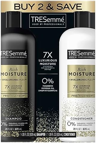 TRESemmé Rich Moisture Shampoo and Conditioner Rich Moisture Pack of 2 for Dry Hair Formulated With Vitamin E and Biotin 28 oz Tresemme