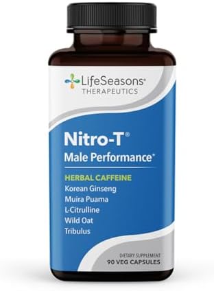 LifeSeasons - Nitro-T - Men's Performance Support Supplement - Enhance Stamina & Energy - Promote Healthy Blood Circulation - L-Citrulline L-Theanine Tribulus Ginger Kava & Caffeine - 90 Capsules (Капсулы) LifeSeasons