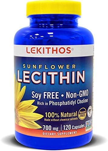 100% All-Natural Sunflower Lecithin Capsules (Капсулы) - 120 Count - Rich in Phosphatidyl Choline - Cold Pressed (Solvent Free) - Non-GMO Project Verified - Certified Vegan Lekithos